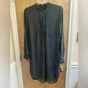 Madewell Long Sleeve Polka Dot Tunic Dress Black & Tan Size Small Great Quality